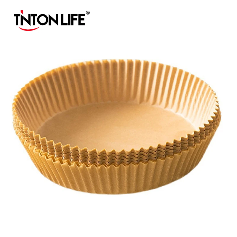 50/100Pcs Air Friteuse Einweg Papier Liner Nicht-Stick Grill Platte Runde Ofen Pan Pad Für 16cm Air Friteuse Micro-Welle Image