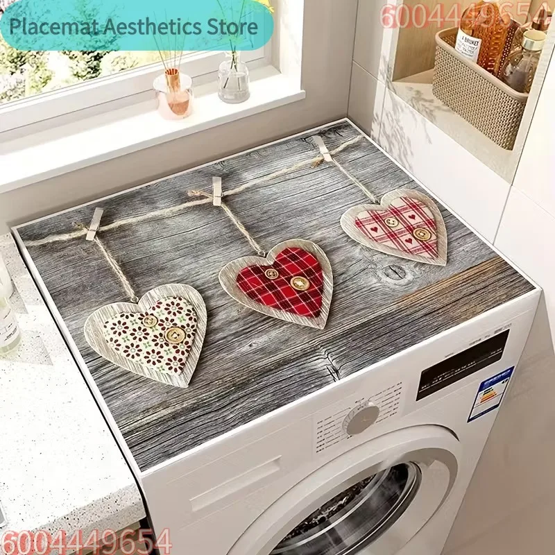 Vikama Sonnenblumen-Liebes-Design Waschmaschinen- und Trockner-Staubschutzhülle, Kreative Waschmaschinen-Staubschutzmatte, Schnell Trocknende Absorbierende Schutzunterlage Image