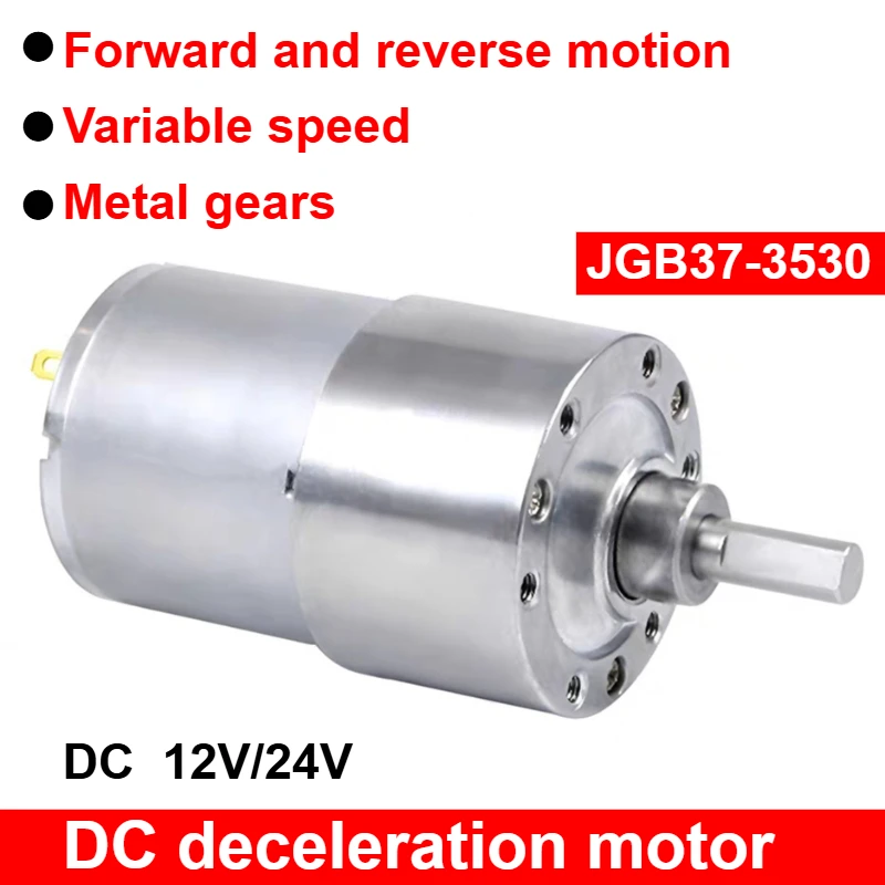 12V 24V DC Getriebemotor 37MM JGB37-3530 Vollmetallgetriebe 7 bis 1600 U/min Getriebemotor mit hohem Drehmoment und exzentrischer Welle Image