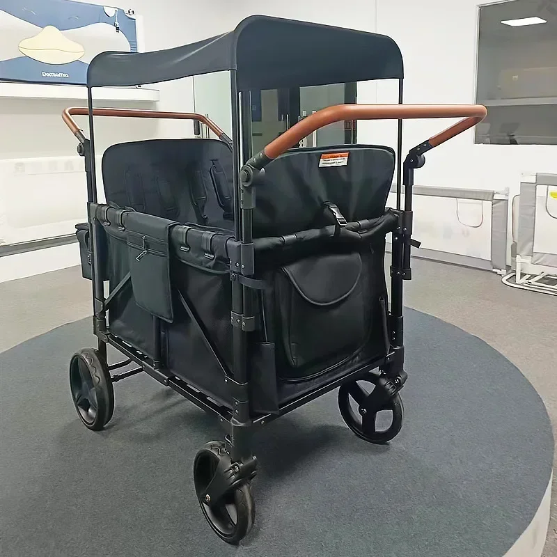 Meistverkaufter zusammenklappbarer Handwagen für den Garten, Strand, Trolley für 4 Babys, zusammenklappbarer Kinderwagen, Campingwagen für Kinder Image
