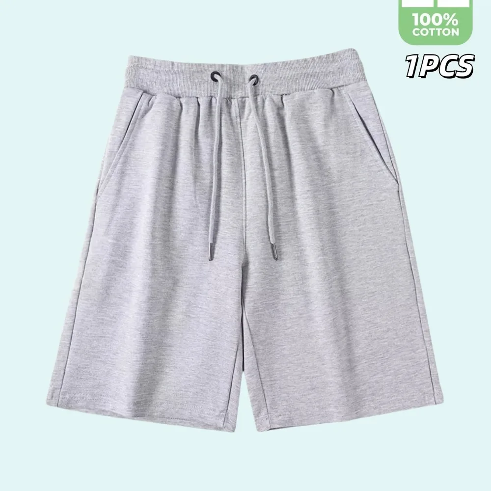 Pantalons de sport en coton pur à cordon de serrage pour le printemps et l'été, shorts décontractés de couleur unie adaptés à la salle de sport, à la course à pied et aux entraînements de fitness