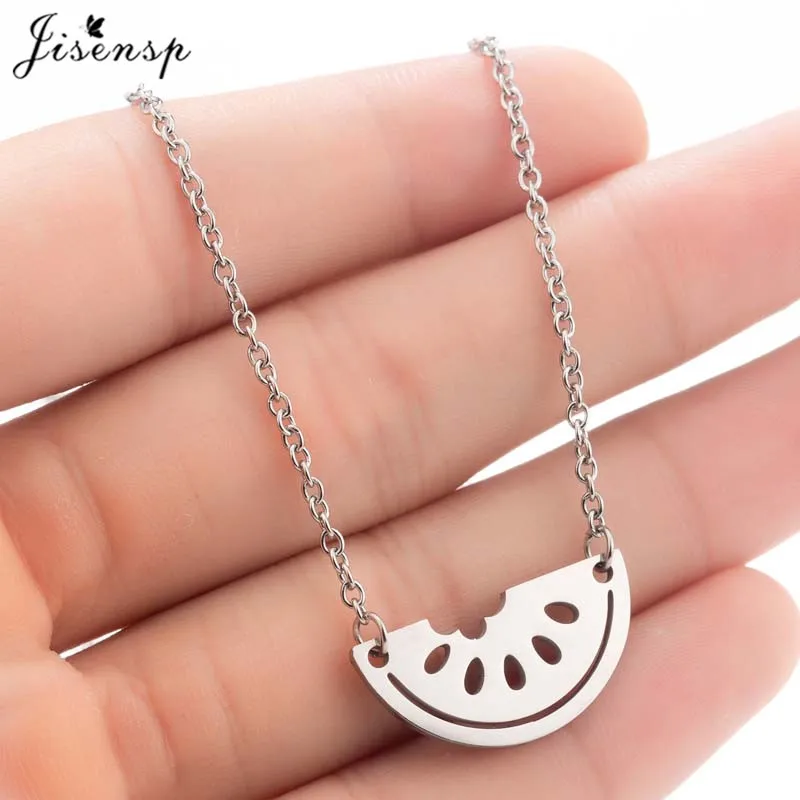Jisensp Collier ras du cou en acier inoxydable avec pendentif pastèque pour femme, Collier Femme, Collier à breloque fruit mignon, Accessoires Femme