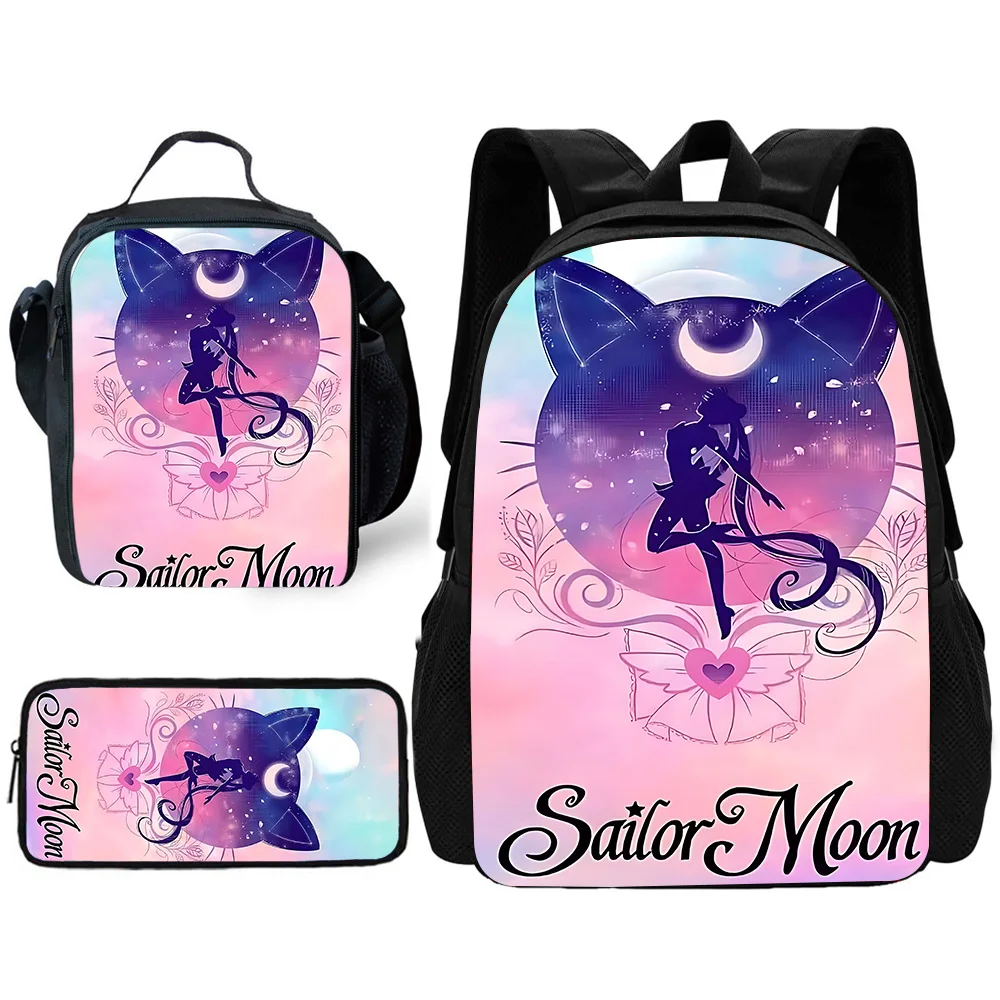 Sac à dos d'école pour enfants, joli sac à dos de marins et de lunes avec sacs à déjeuner, sacs à crayons, sacs d'école pour garçons et filles, meilleur cadeau