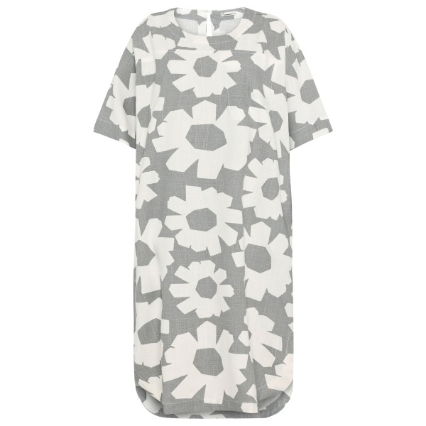 KnowledgeCotton Apparel - Women's Linen-Mix Printed T-Shirt Dress - Kleid Gr M grau/weiß