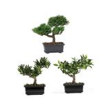 Nearly Natural 8.5 Bonsai Plastic Artificial Plant Collection (Set of 3) Green