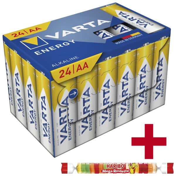 Varta 24er-Pack Batterien »Energy« Mignon / AA / LR06 inkl. Fruchtgummi »Mega Roulette Image