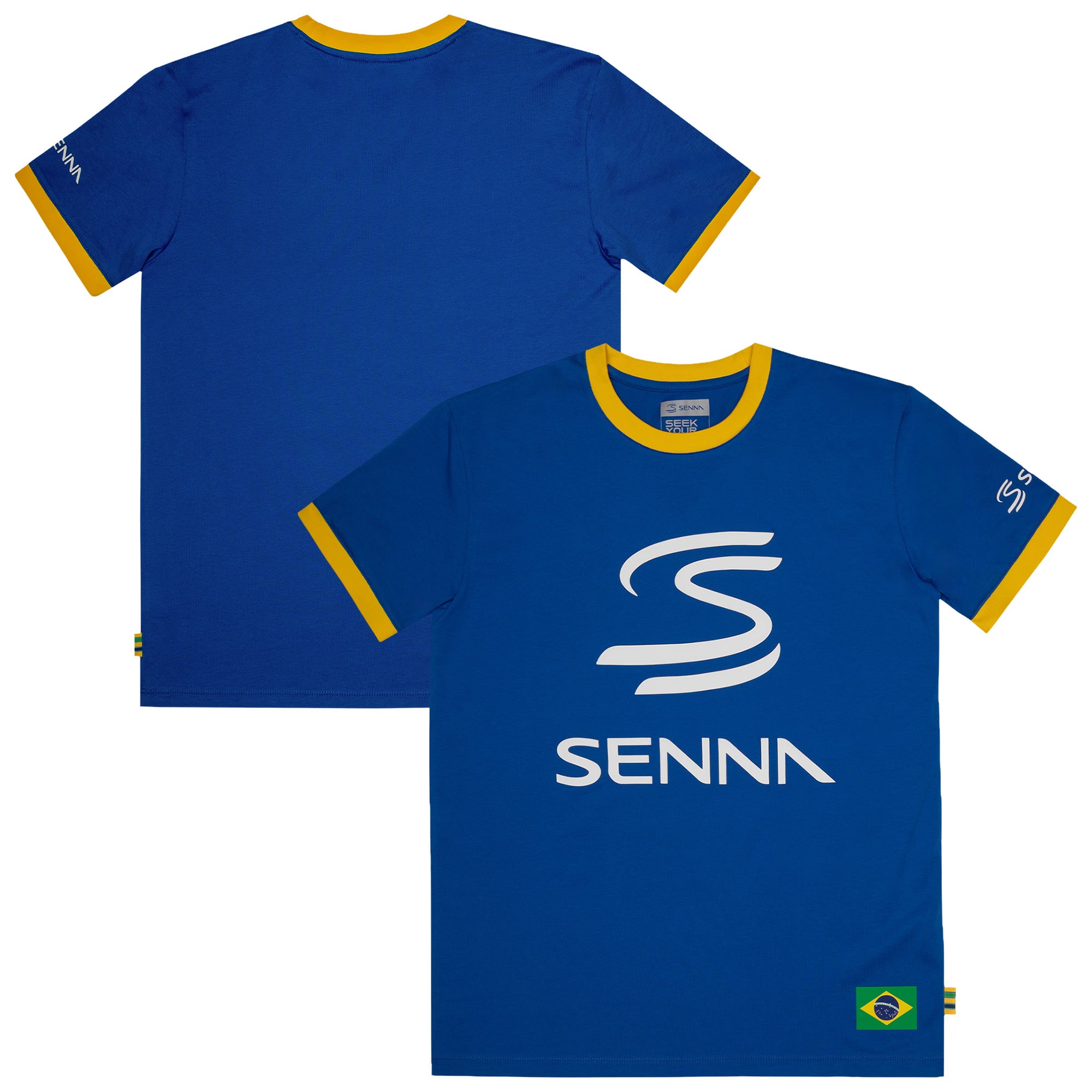 T-shirt Ayrton Senna avec logo Ayrton Senna - Bleu marine - unisexe Taille: 2XL