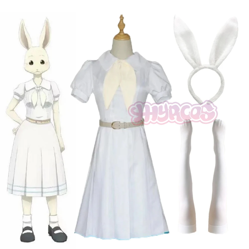 Anime Cos Beastars Haru Kaninchen Kurzarm Cosplay Kostüme Ohr Socken Halloween Weihnachts feier setzt Uniform Anzug Zubehör Image