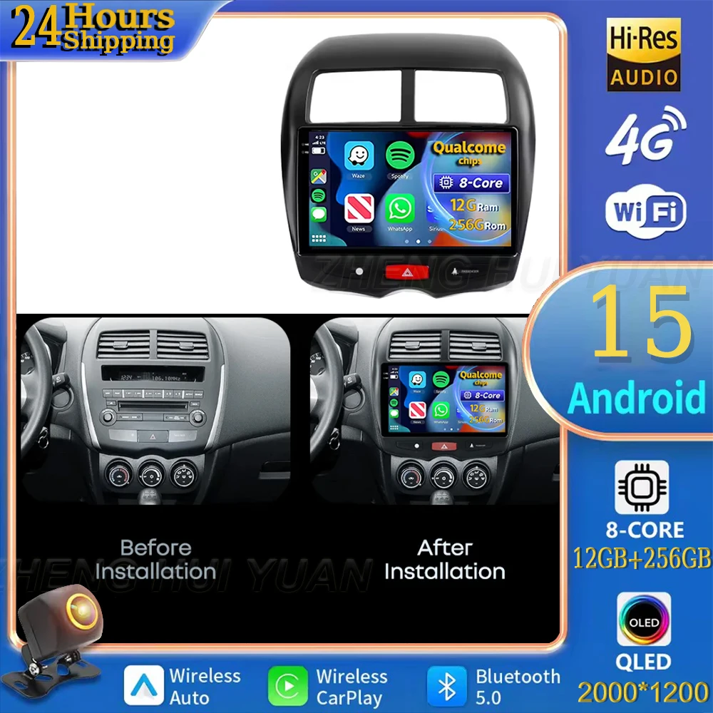 Für Mitsubishi RVR Outlander Sport ASX 1 2010-2016 Android 15 Auto Radio Multimedia Player Android Auto Carplay Kopf einheit Navig Image