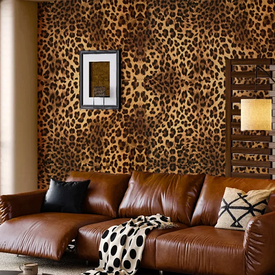 Selbstklebende Tapete mit Leopardenmuster für Heimdekoration, Esszimmer, Wohnzimmer, Schlafzimmer, TV-Hintergrund, Wand-PVC-Aufkleber Image