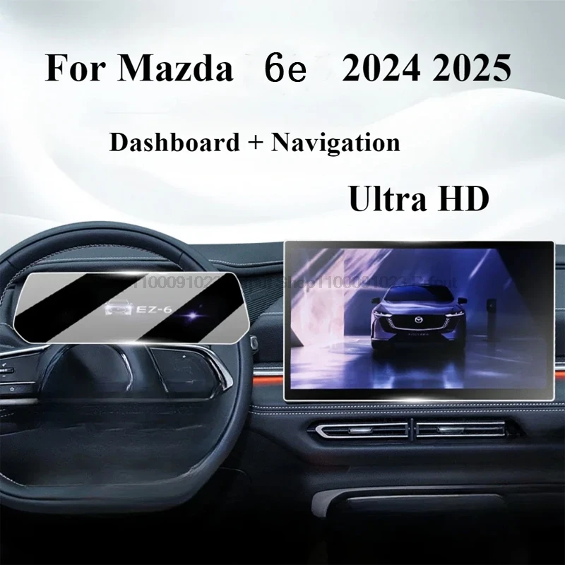 Gehärtete Glasfolie für Mazda 6E 2024 2025, Auto-GPS-Navigation, Displayschutzfolie, Armaturenbrett-Display-Aufkleber, Autozubehör Image