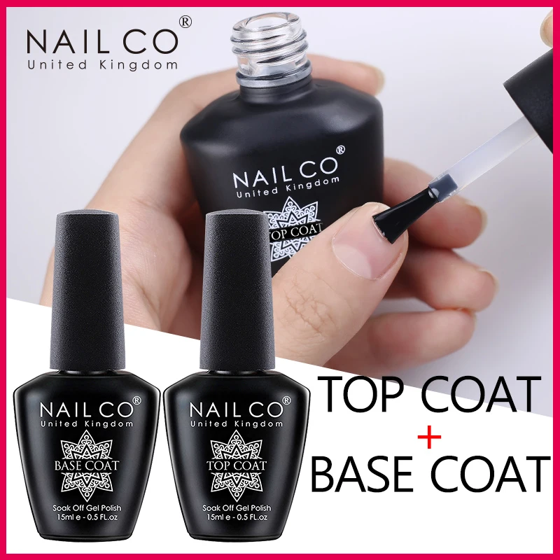 NAILCO No Wipe Top Coat Base Coat Primer Lacquer UV Colors Gel Nail Polish Esmalte Soak Off Semi Permanente Vernis Nail Art Tips Image