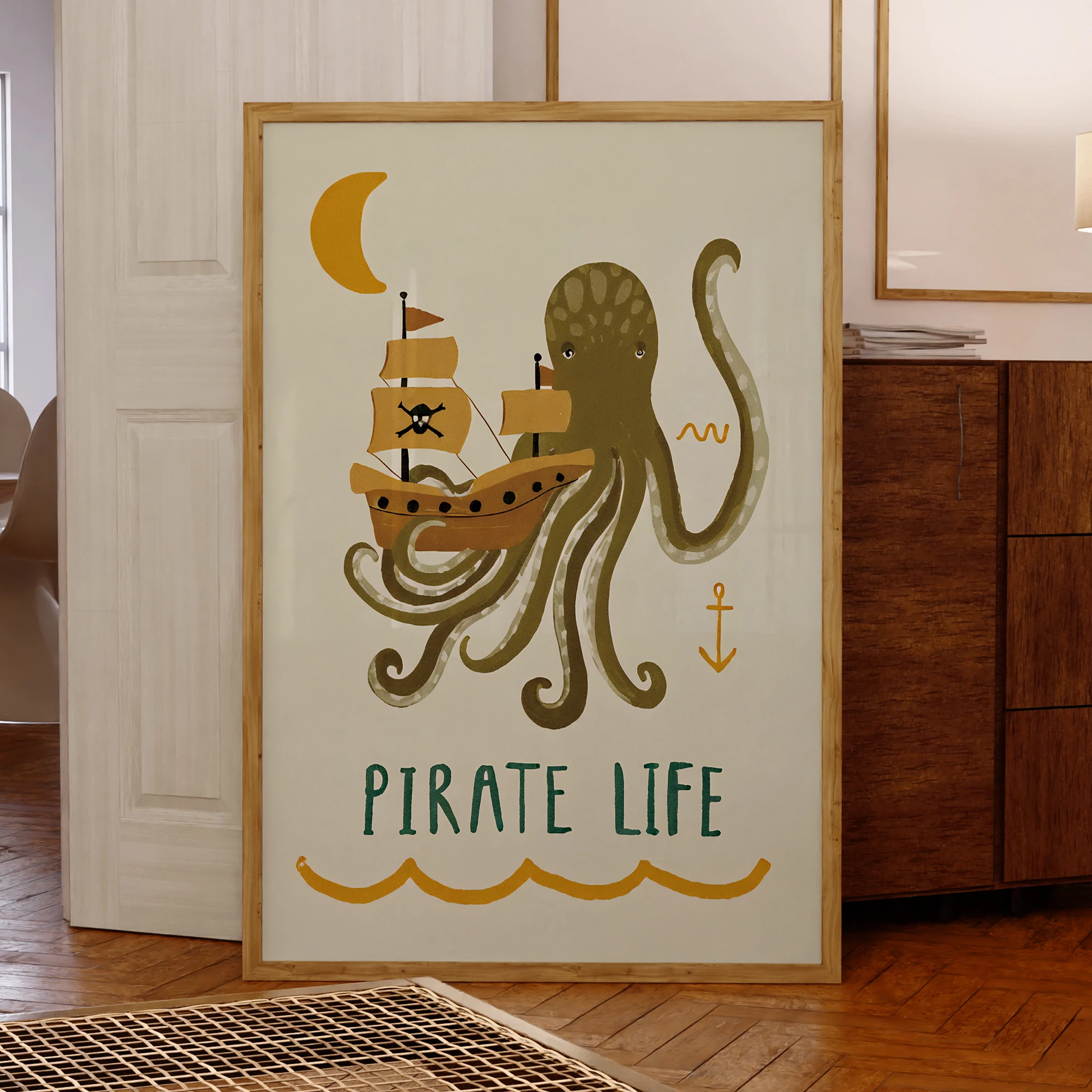 Piratenleben von Little Peach And Pip Retro-Wandkunstdrucke, Leinwandgemälde, Poster, Bild für Wohnzimmer, Esszimmer, Schlafzimmer, Heimdekoration