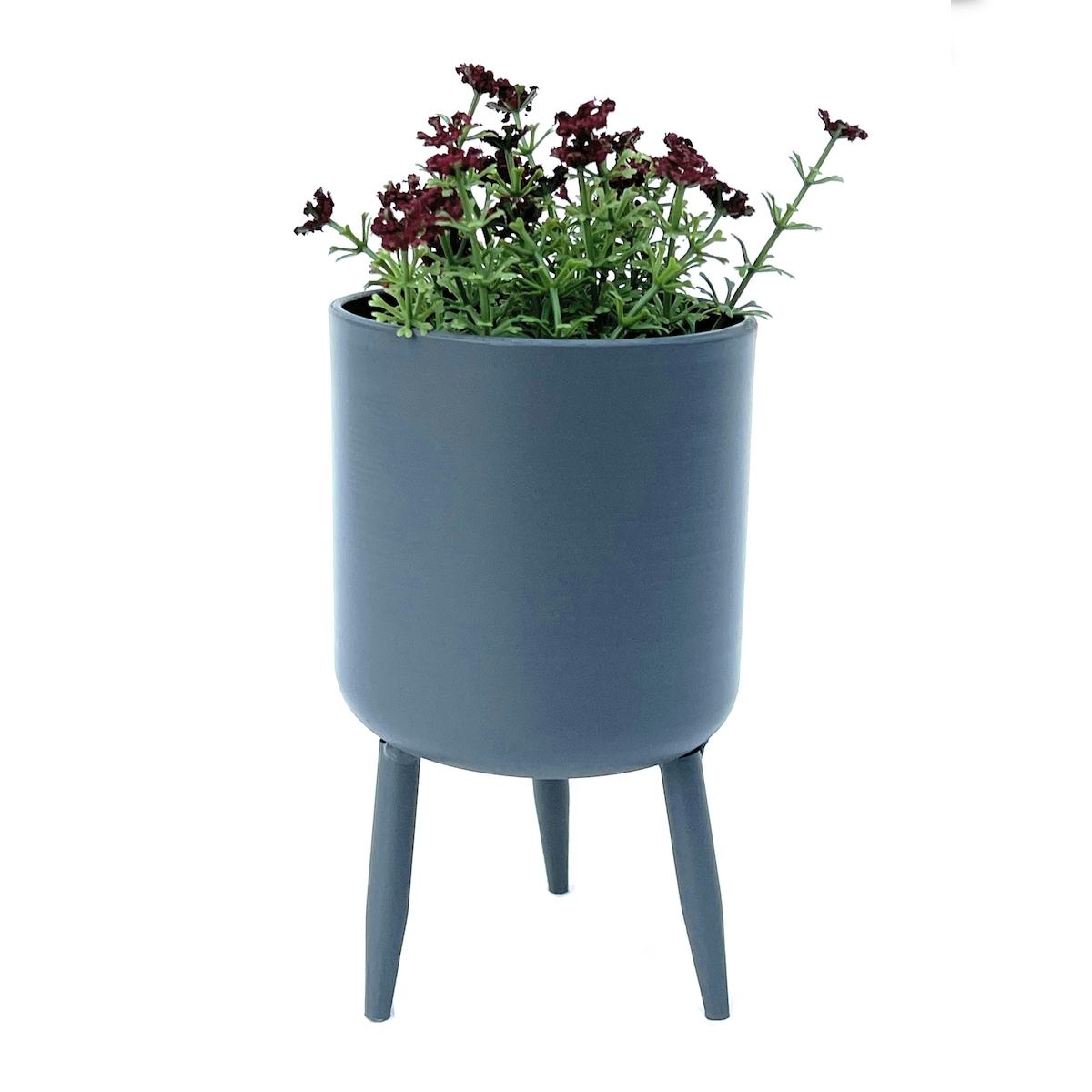 DanDiBo Blumentopf mit Füßen Pflanztopf Blumenkübel mit Beinen Metall Grau 17 cm 96260 S Modern Pflanzenständer Image