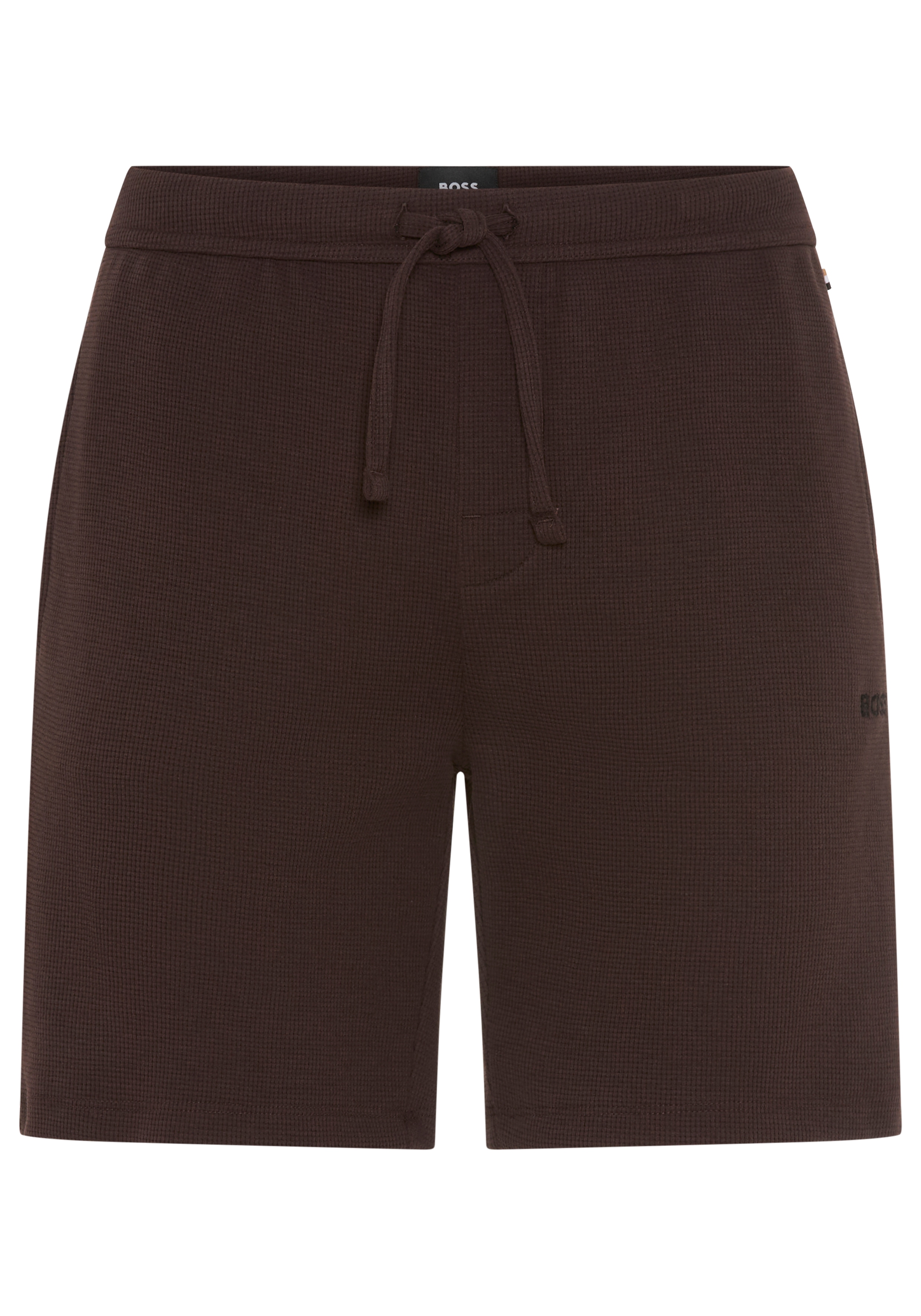 Pyjamashorts BOSS "Waffle Shorts", Damen, Gr. M, N-Gr, schwarz braun 207, Jersey, Obermaterial: 60% Baumwolle, 40% Polyester, lang, Hosen Image