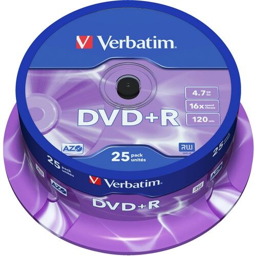 Verbatim DVD+R 16x 4,7 GB Matt Silber Spindel 25 Stück Image