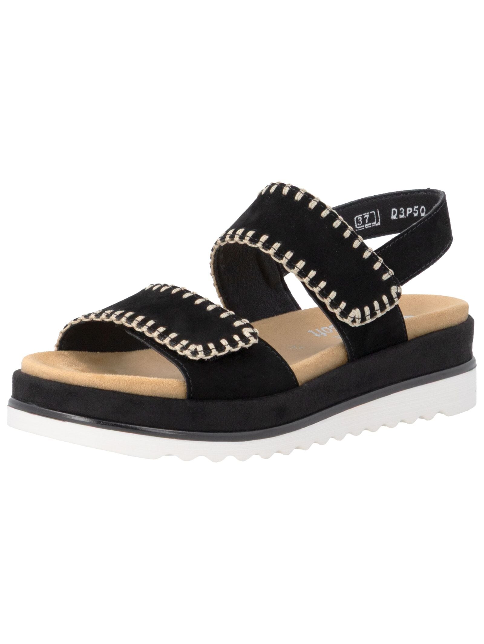 Keilsandalette REMONTE "Remonte Sandalen Leder", Damen, Gr. 39, schwarz, Leder, Schuhe Image