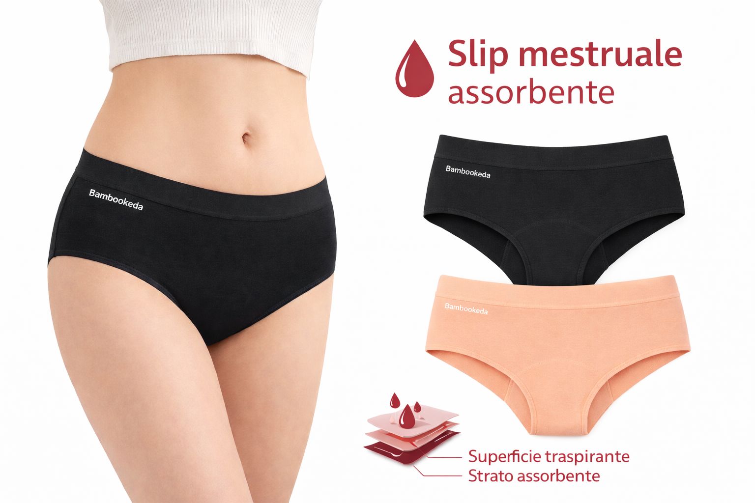 Bambookeda Slip Mestruale lavabile riutilizzabile fibra di Bambù 1 St