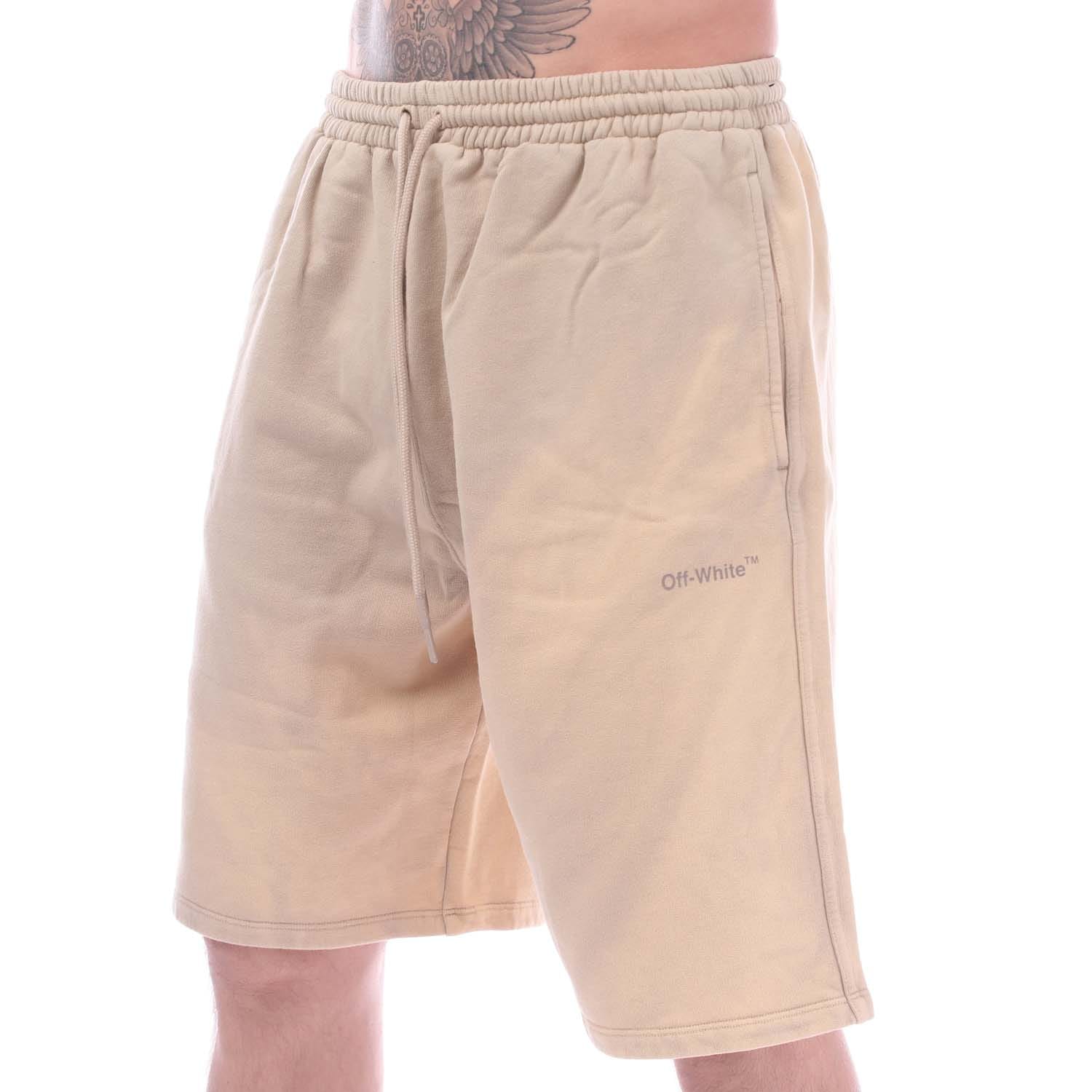 Herren Off-White Diagonal Tab Vintage Skate-Sweatshorts in Sand