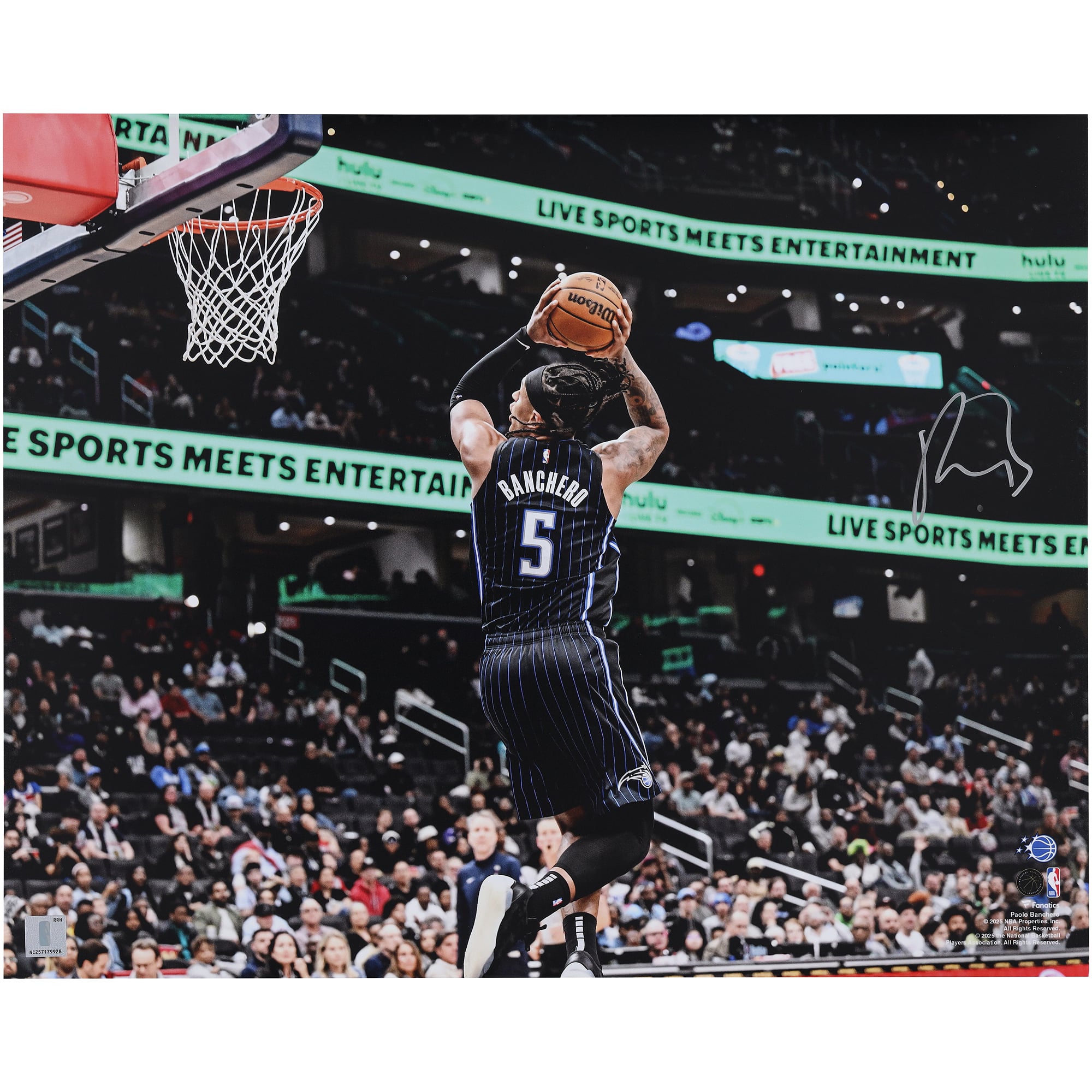 Paolo Banchero Orlando Magic signiertes 16" x 20" Dunk vs. Wizards Foto