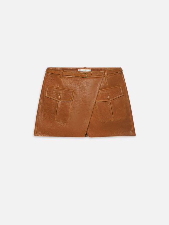 The Leather Cargo Skirt - Brown - FRAME Shorts