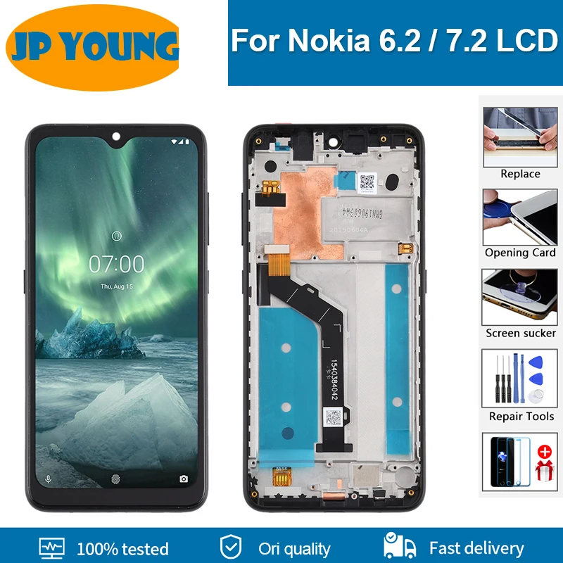 6.3 "LCD originale per Nokia 6.2 7.2 Display LCD TA-1198 TA-1200 TA-1196 Touch Screen Digitizer Panel Assembly parti di ricambio