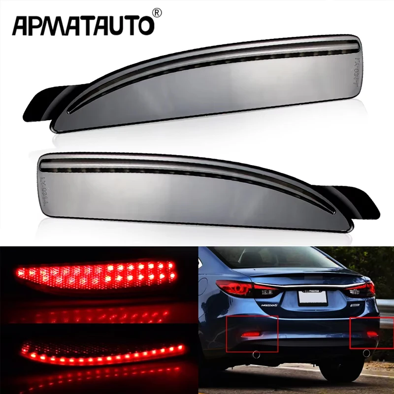 2PCS led Fumo ROSSO Lente Auto Rosso Paraurti Posteriore Riflettore Luce di Freno PER Mazda6 Atenza GJ 2013-2016 Freno di Coda Arresto lampada di guida