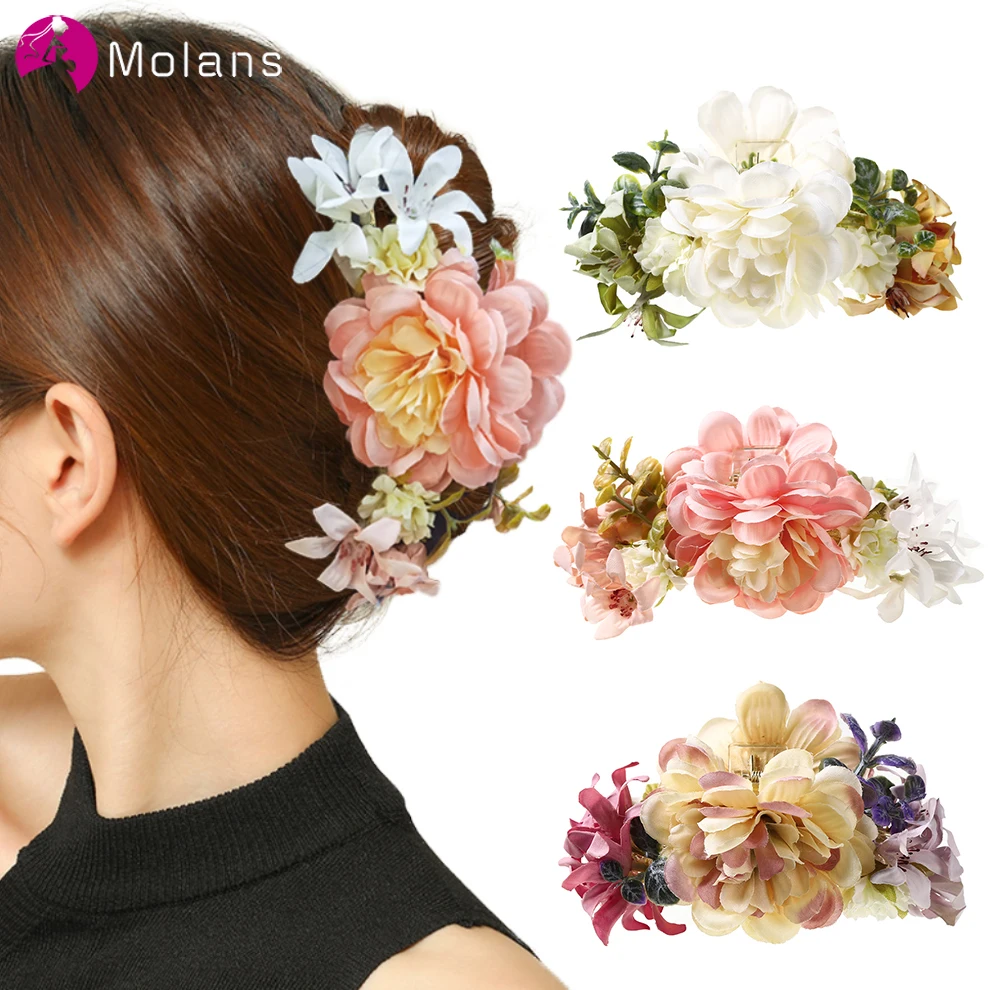 Molans Artigli per capelli con fiore grande per donna Granchio per capelli Mollette per capelli spesse Forcine per capelli Accessori per capelli moda donna ragazza