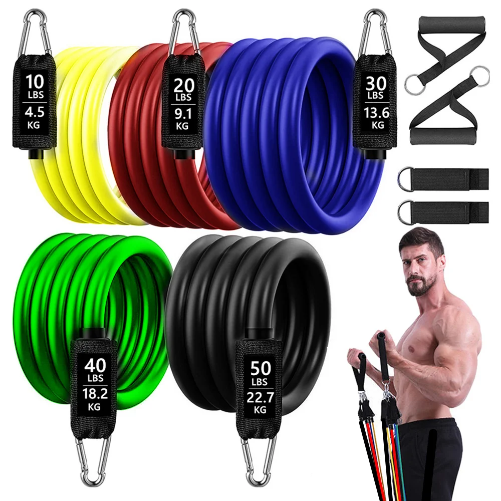 Elastic Bands for Fitness Résistance Set Bands De Fitness Elastique Sport Musculation En Latex 100LBS Professionnels Entraînement Homme Femmes Gym,Yoga,Perdre Du Poids,Façonner Fitness Equipment