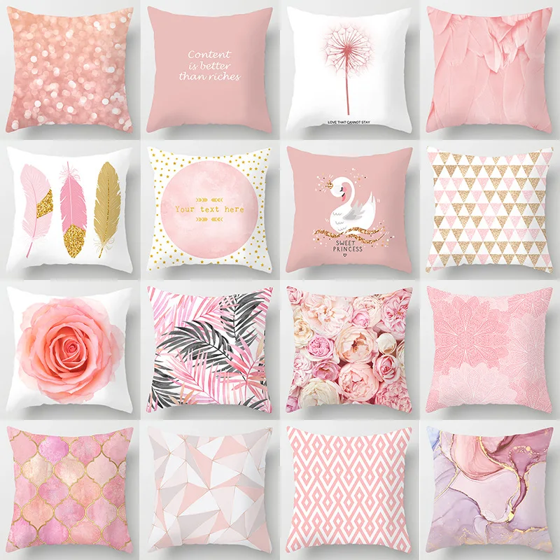 Federa di piume rosa federa per divano decorativa federa per cuscino decorazioni per la casa fodera per cuscino per auto federa per cuscino 45*45cm