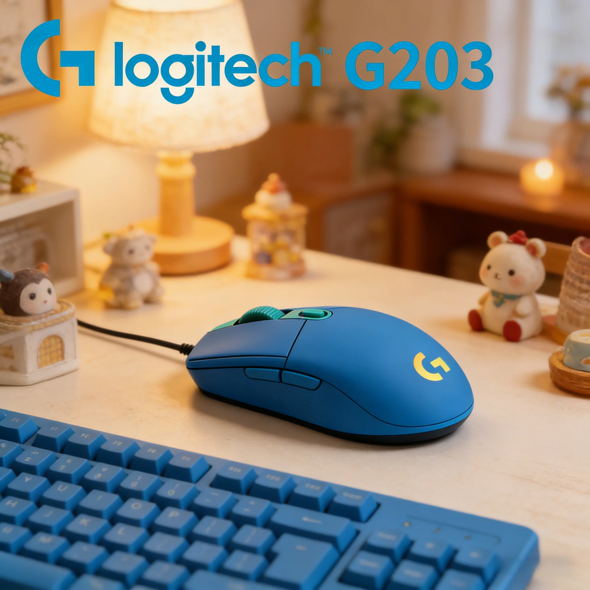 Logitech G203 LIGHTSYNC Wired Gaming Mouse, 8000 DPI Optical Sensor, 1ms Response, 6 Programmable Buttons for PC FPS MOBA Gaming