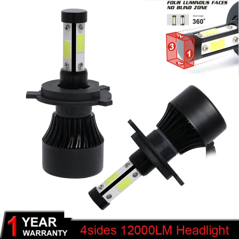 2 pezzi Mini Turbo lampadine per fari per auto Combo faro a LED a 4 lati 9005 9006 H7 H8 H9 H10 H11 HB3 HB4 Kit fendinebbia lampade a LED per auto