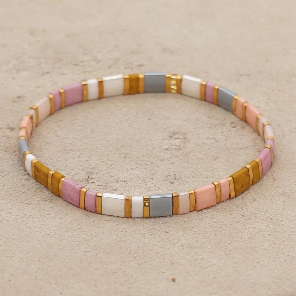 Go2Boho Miyuki Bracciale per donna Braccialetti con perline Tila Gioielli Boho Regalo per lei Pulseras con perline fatte a mano Gioielli da spiaggia estiva