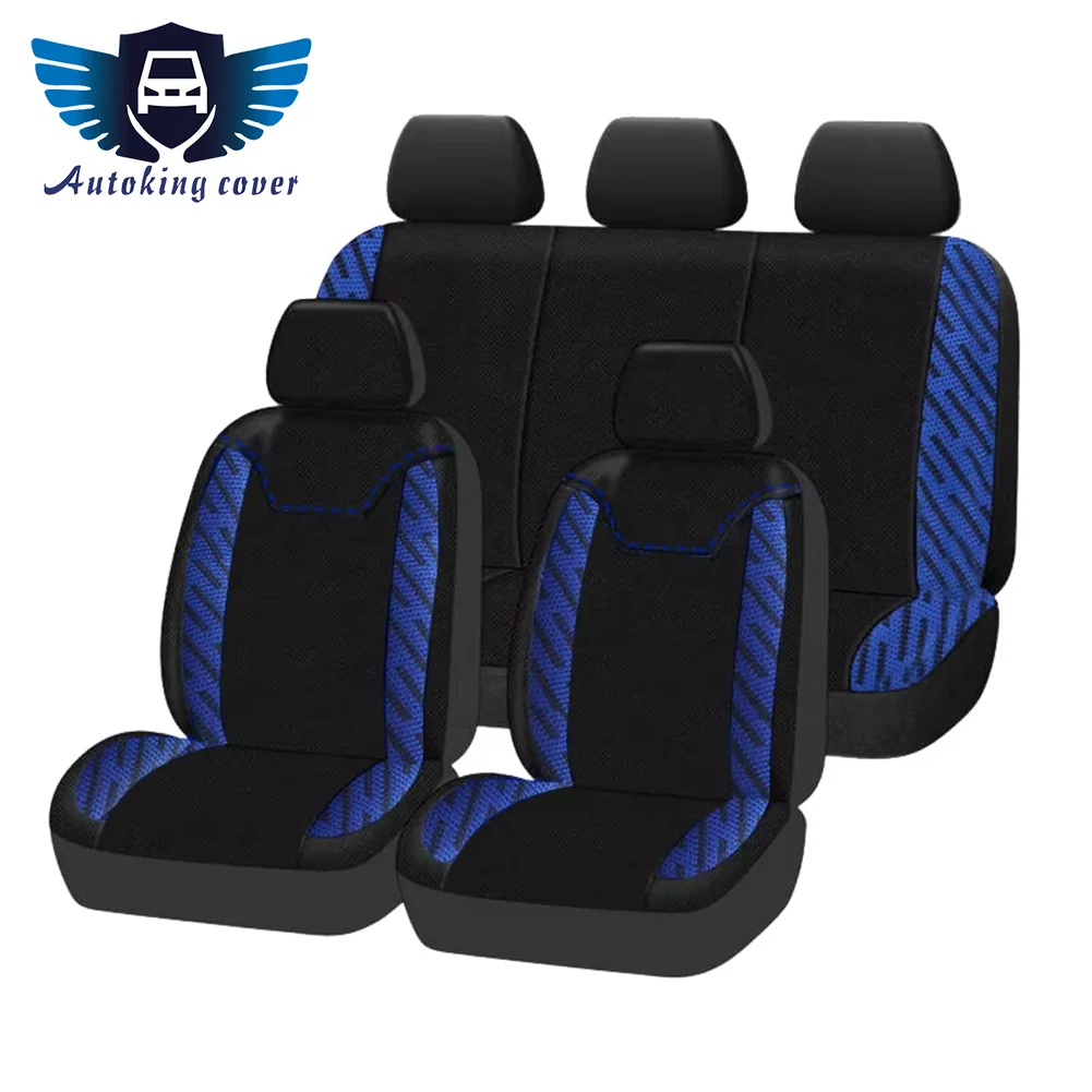 AUTOKING Set di coprisedili universali in tessuto jacquard di poliestere, 4/9 pezzi, adatti per la maggior parte delle auto, SUV, furgoni, accessori interni