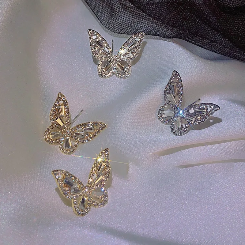 Coreano di Nuovo Modo Farfalla Orecchini Per Le Donne 2022 Brillante Strass Stile Ragazza Carina Zircone Squisito Kpop Gioielli Pendientes