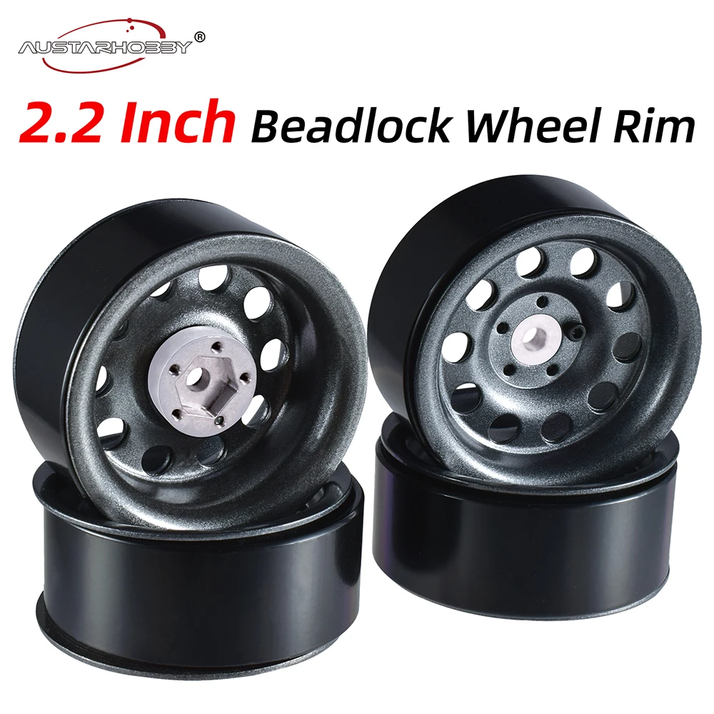 AUSTAR 4PCS 2.2 Pollici Cerchione In Metallo Beadlock Mozzo Ruota per 1:10 Axial SCX10 Traxxas TRX-4 RC Rock Crawler RC Auto
