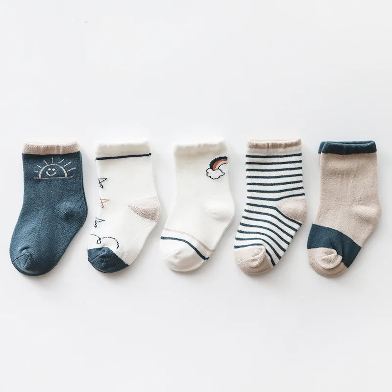 Nuovi 5 paia/lotto calzini per neonati calzini per bambini autunno inverno per ragazze calzini per neonati in cotone per neonati accessori per neonati per bambini
