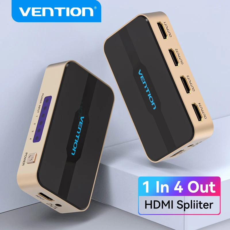 Vention HDMI Splitter 1 In 4 Out HD 4K/30Hz Switch HDMI HDMI 1.4 1x2 1x4 adattatore con alimentatore per Xbox PS4 TV Switcher HDMI