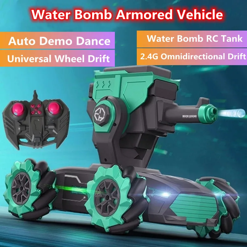 Giocattolo del carro armato telecomandato 13CH Omnidirezionale Drift Puntamento a infrarossi Rimuovi la rivista Pallottola d'acqua Forte potenza MultiPlayer Carro armato RC
