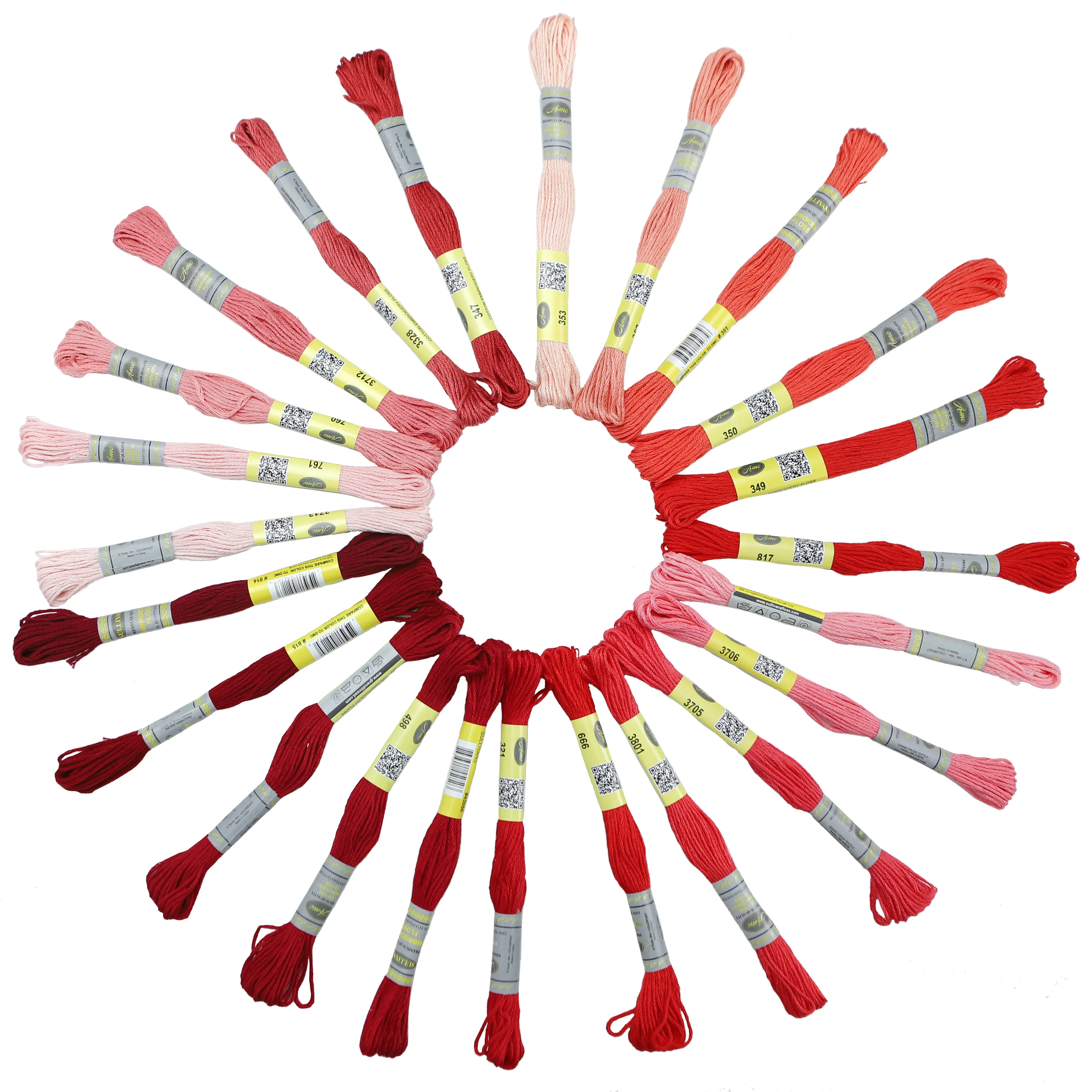 Colore rosso e rosa 12 matasse Set 8 metri Filo da ricamo in cotone egiziano mercerizzato Filo per punto croce 70 colori disponibili