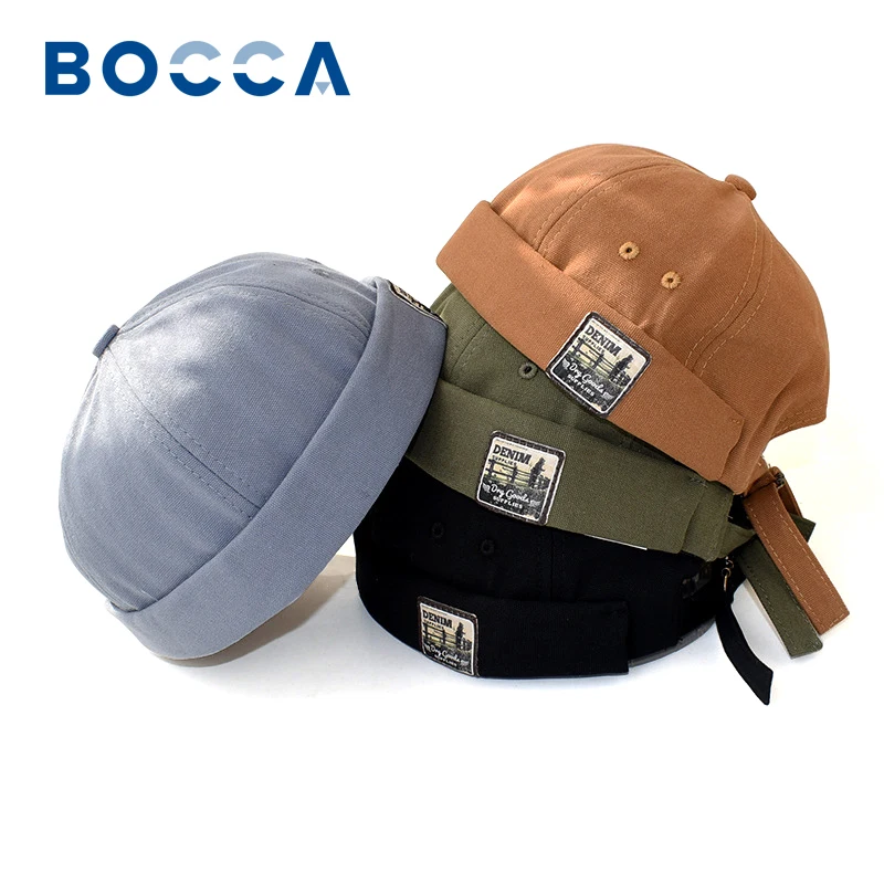 Bocca Docker Cap senza visiera Cappellini senza tesa Retro Skullcap Tinta unita regolabile Uomo Donna Cappello unisex Street Punk Fashion