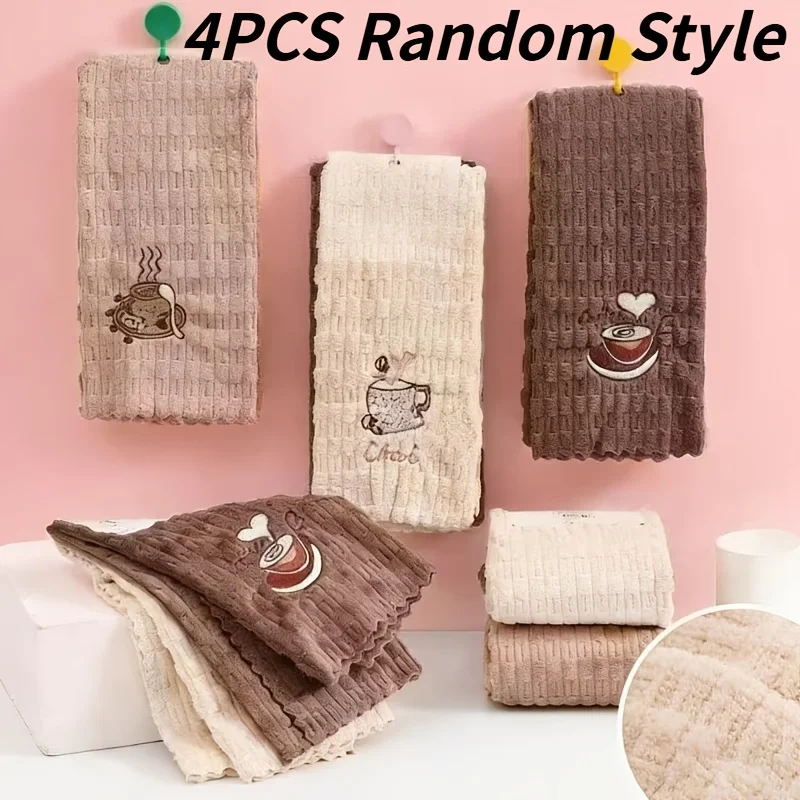 4 Stück Haushaltsreinigungstücher in zufälliger Farbe, quadratisches Küchentuch, geeignet für Badezimmer, Küche, Schlafzimmer usw Image