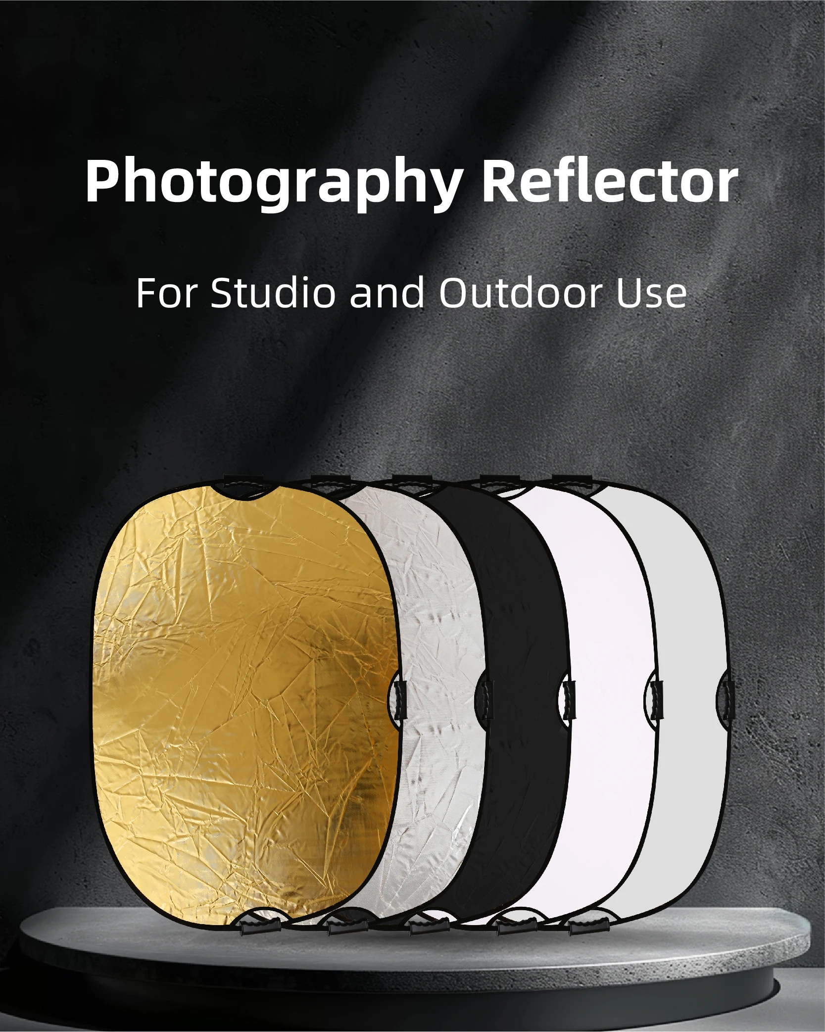 Rf04 24 "Reflektor 5 in1 60x90cm 90x120cm Silber Weißgold tragbare zusammen klappbare weiche Licht runde Fotografie für Studio 2 in1 Image