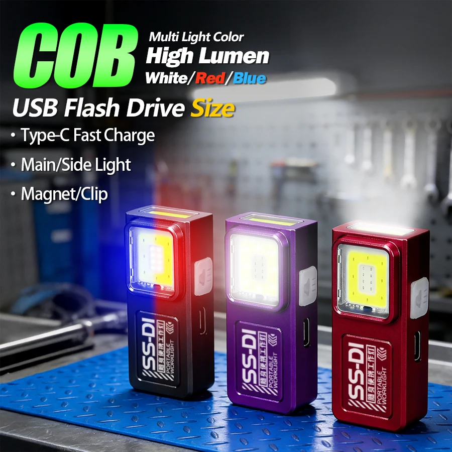 Magnetische Arbeitsleuchte Wiederaufladbare COB-Taschenlampe Geeignet für Nachtarbeit Notfall-Lampe Nachtlicht Kleine Autolampe Image