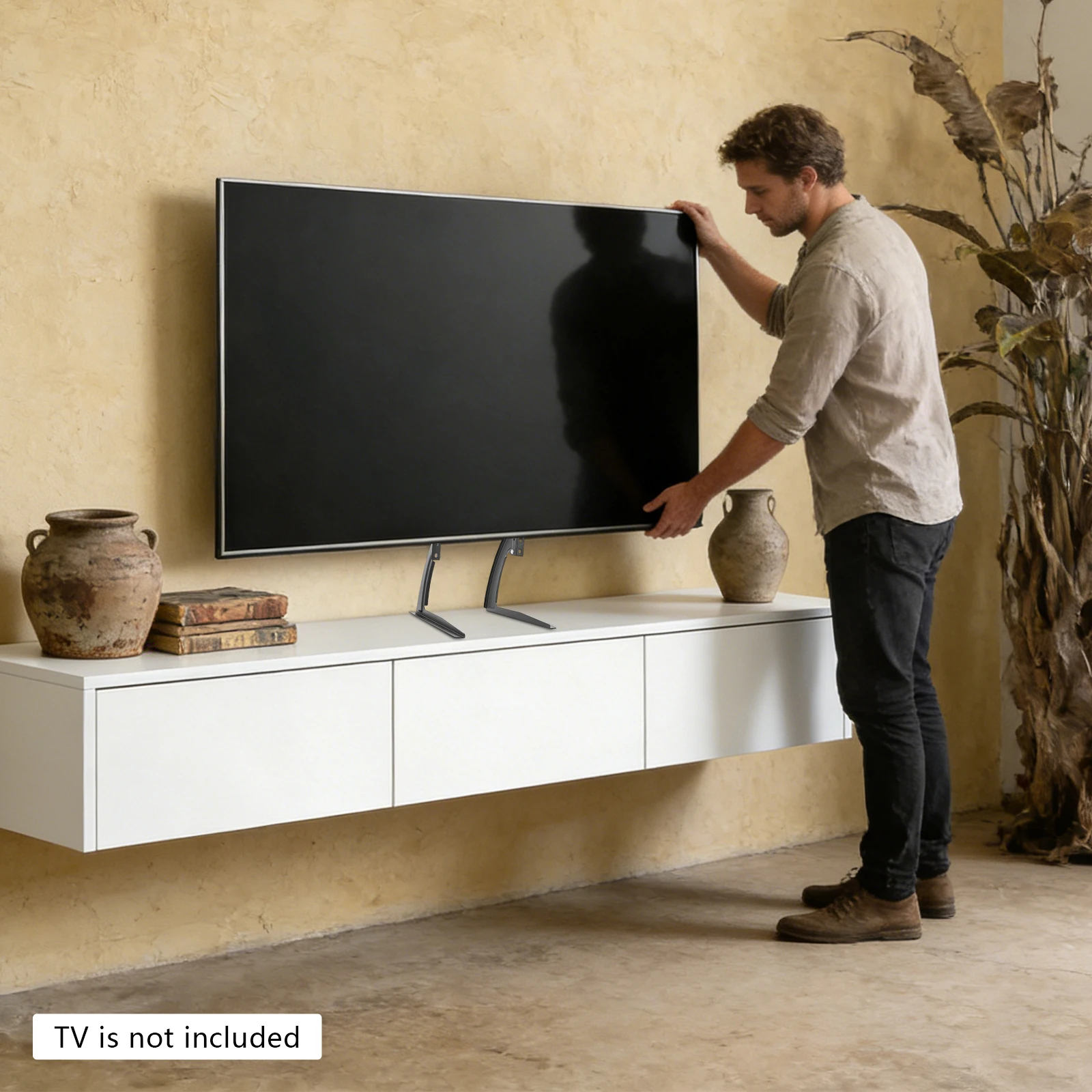 LCD TV-Ständer, Universeller TV-Ständer für 32-70 Zoll Flachbildfernseher, Robuster TV-Halter mit Höhenverstellung, Langlebiger Stahl Image