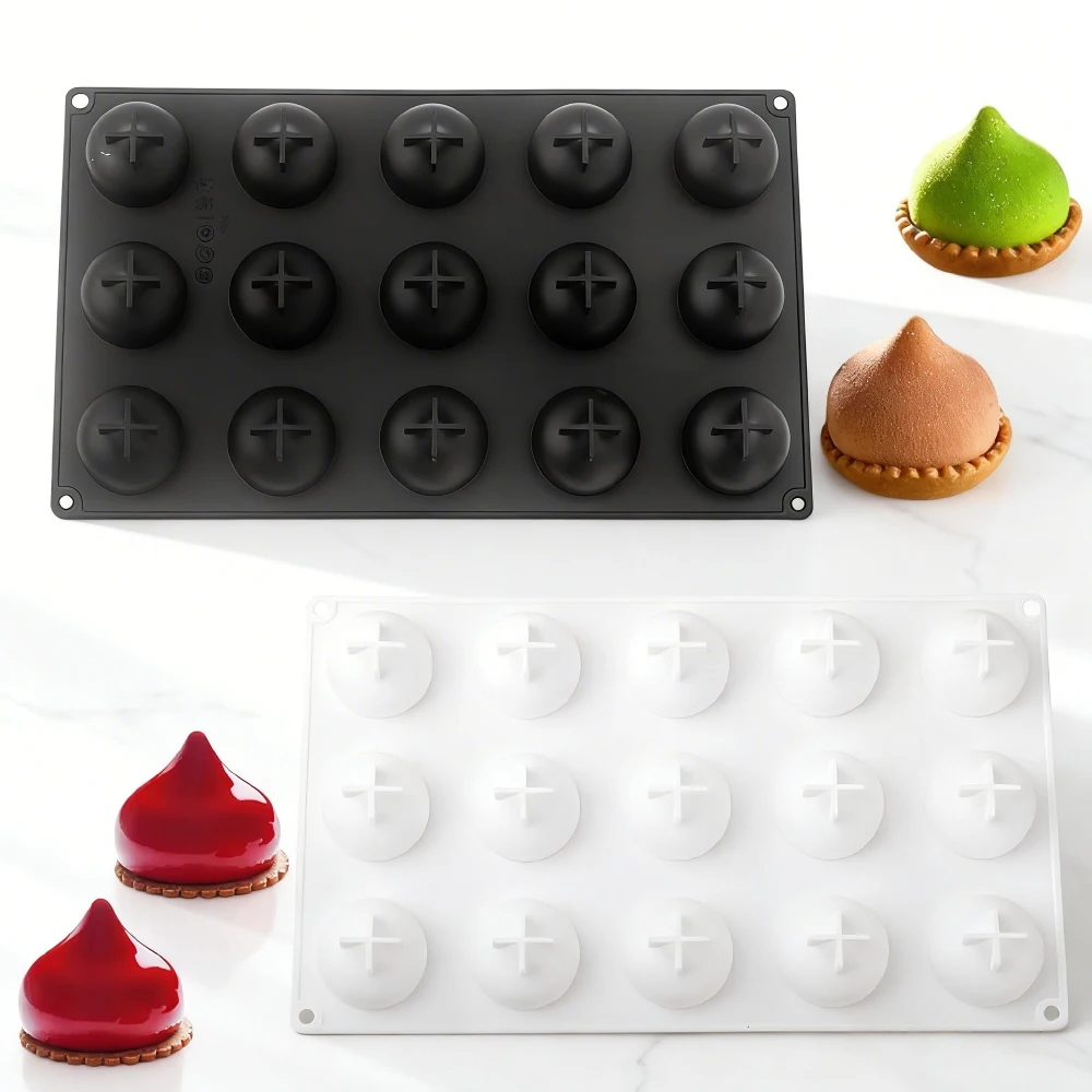 15-fach Wassertropfen-Silikonform für Mousse-Kuchen, runde Schokoladen-Dessertform, DIY Epoxidharzform, französische Gebäck-Backform Image