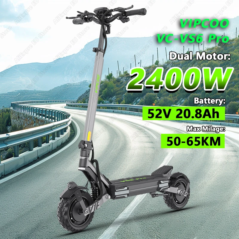 VC-VS6 Pro Elektroroller 2400W Doppelmotor 52V20.8Ah Akku NFC-Entriegelung Elektroroller 10'' Reifen Tempomat E-Scooter Image