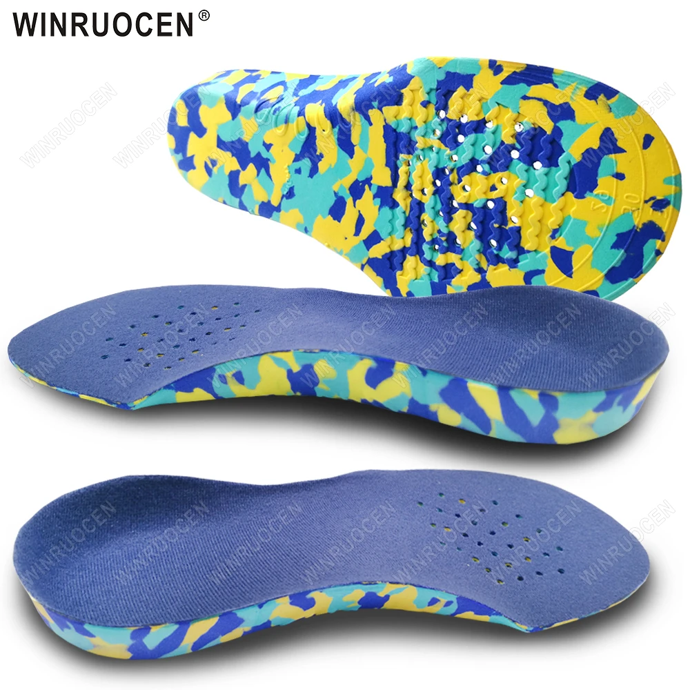WINRUOCEN Orthopädische Einlegesohlen für Kinder, Plattfußkorrektur, Fußgewölbeunterstützung, Plantarfasziitis, Linderung, atmungsaktiv, für Sportschuhe, Kissen Image