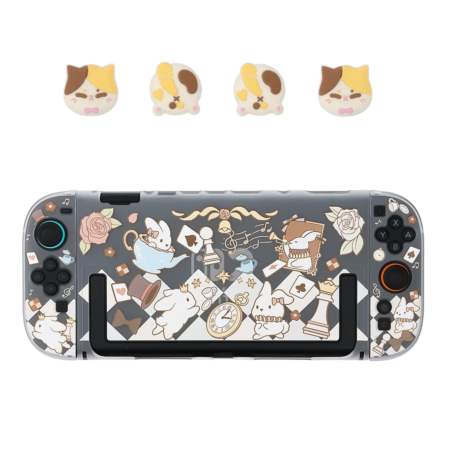 Durchscheinende Alice Rabbit-Schutzhülle, kompatibel mit Switch 2 – NS2 (2025), abnehmbare, dockbare, halbtransparente Hartschale Image