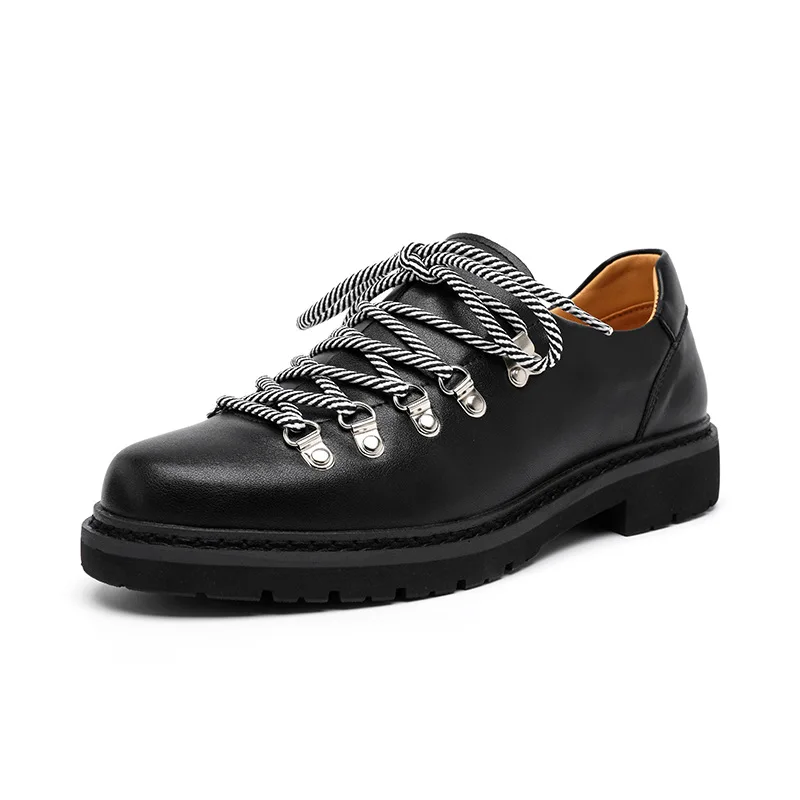 Echtes Leder Schuhe Herren Derbys Frühling Herbst Flache Marke Männliche Schuhe Schwarze Schuhe Coole Mode Stil Plus Größe 45 D616